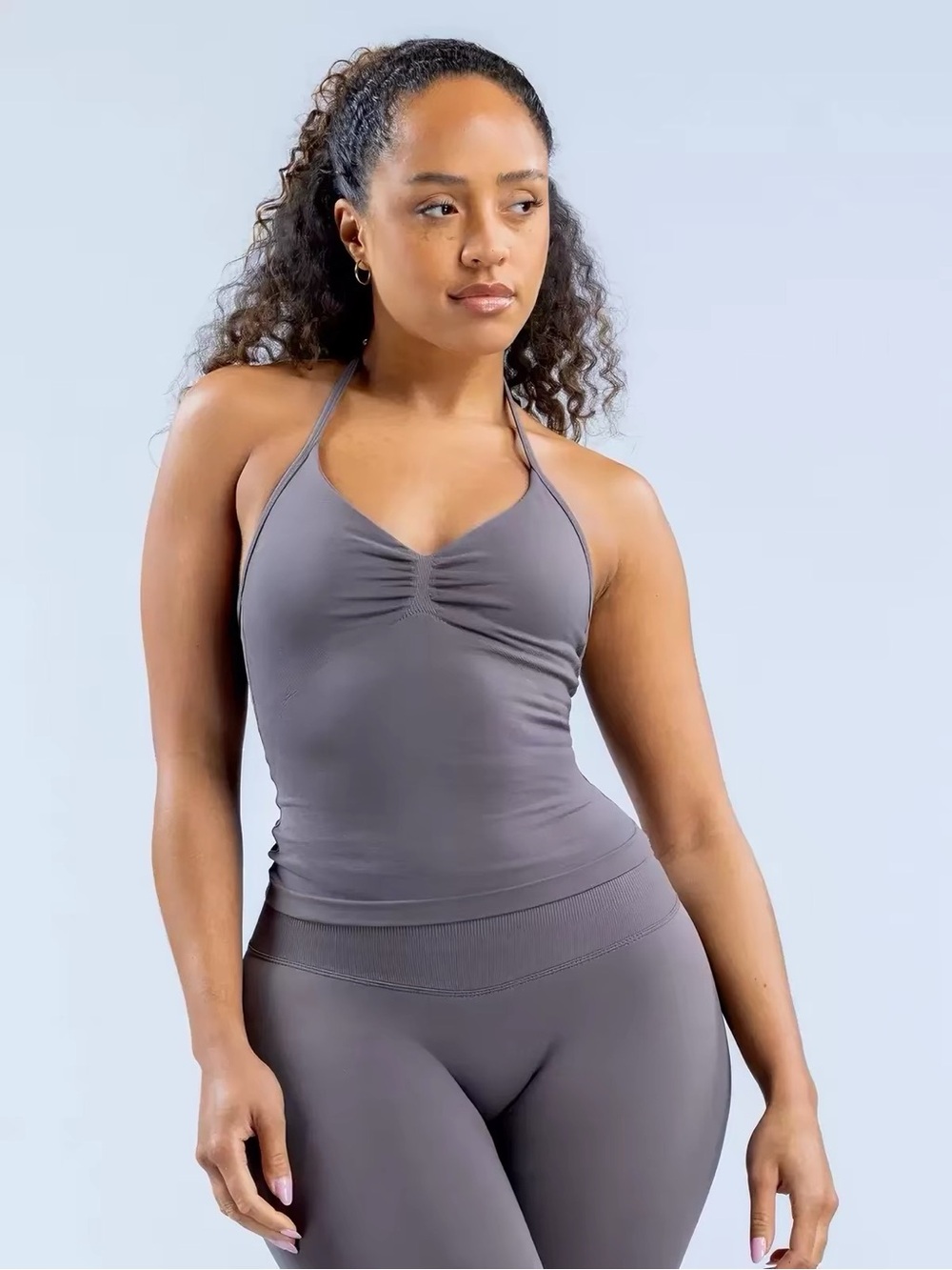 DFYNE gray halter neck tank top